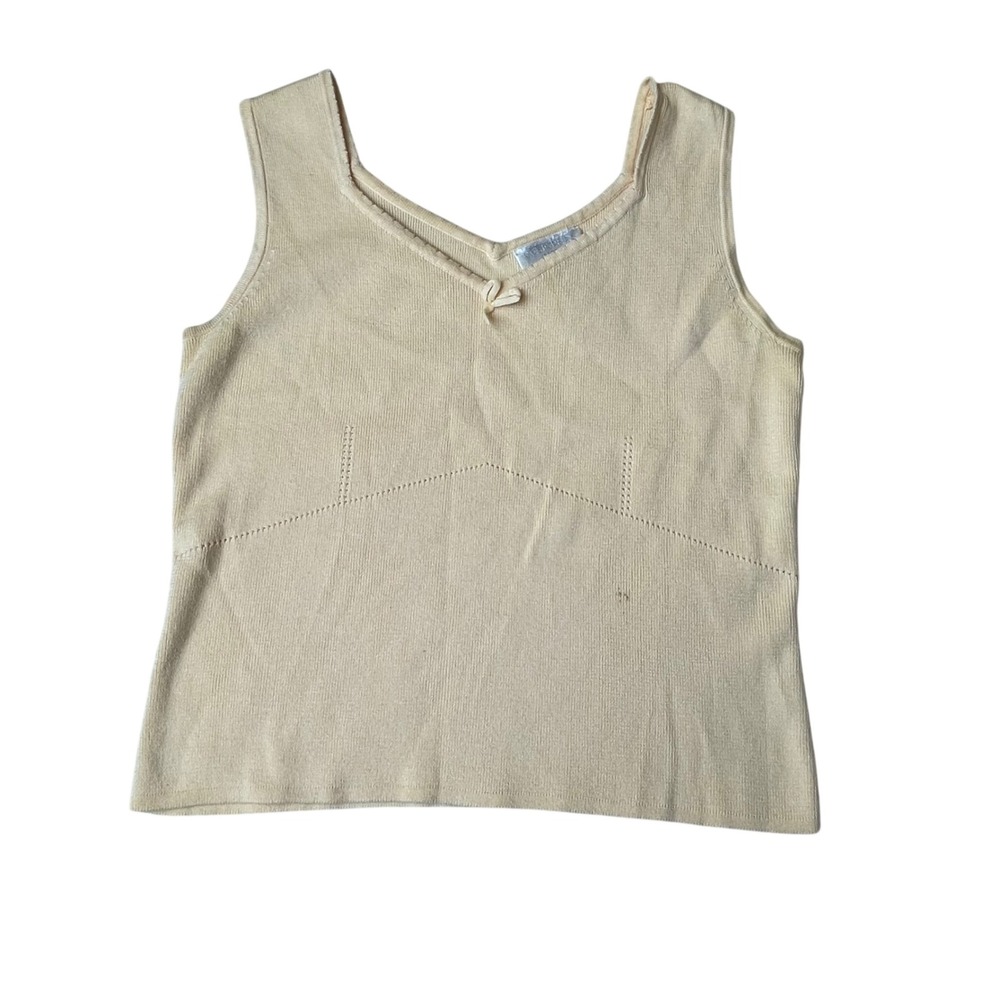 Designers Originals Petite Yellow 100% Cotton Knit V-Neck Sweater Tank S